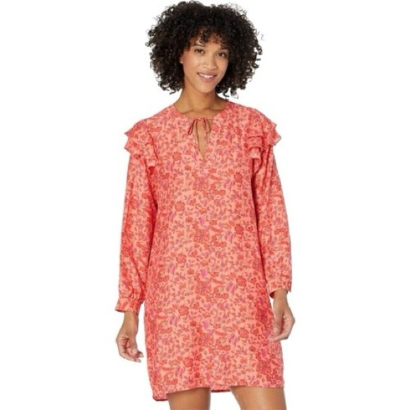 Vineyard Vines Coral Papaya Floral Helenium Tunic Dress Silk Blend |Size XL| - Picture 1 of 7